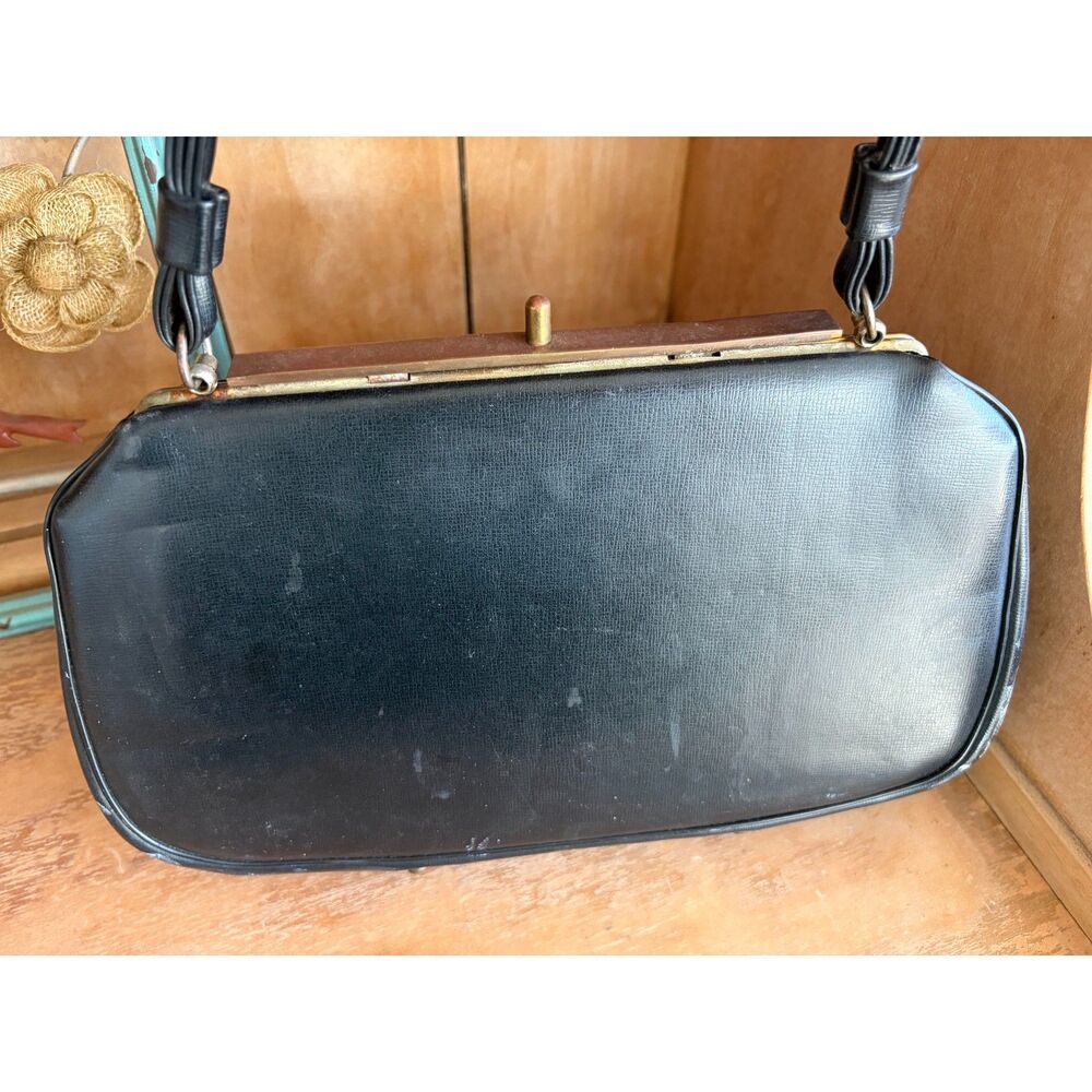 Vintage Delicato Black Retro Mod Rockabilly Structured Classic  50's 60s Handbag